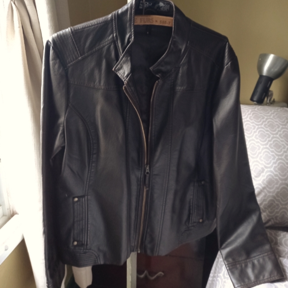 Faux leather bomber jacket